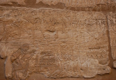 Egyptian relief on wall in Luxor temple, Egypt