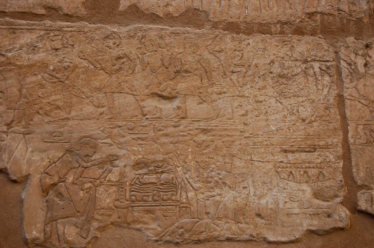 Egyptian relief on wall in Luxor temple, Egypt