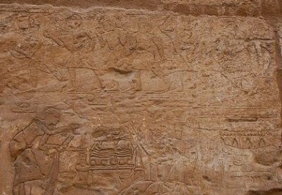 Egyptian relief on wall in Luxor temple, Egypt